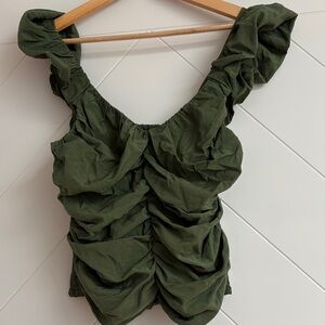 GAP Olive Ruched Tank Top